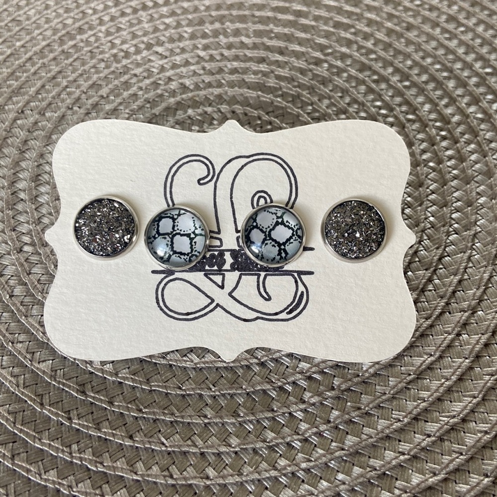 Snake and druzy earrings